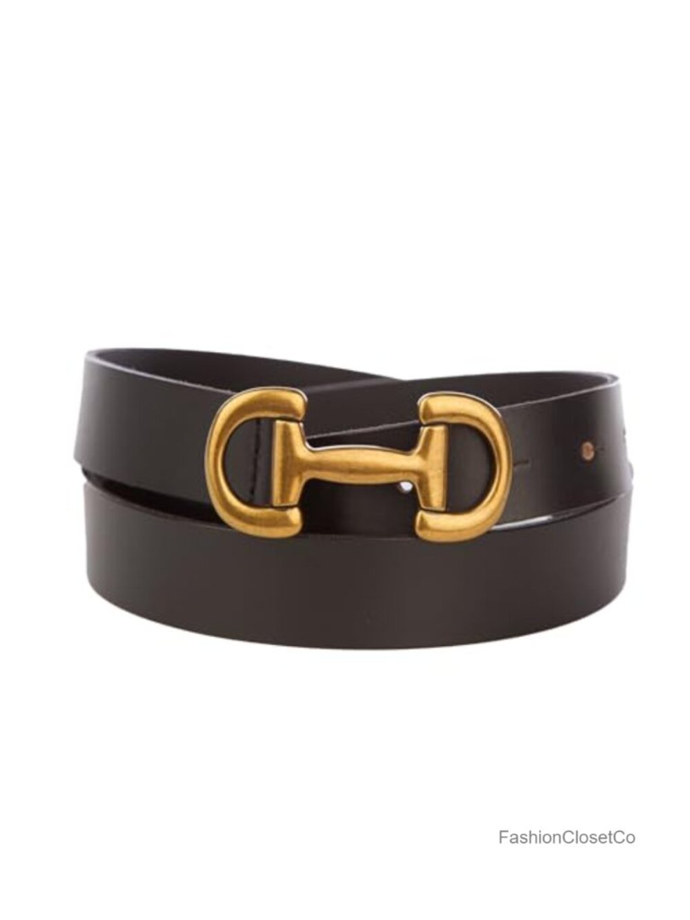 Genuine Leather Skinny Belt Antique Brass Buckle, Slim 0.5in for Jeans & Dresses